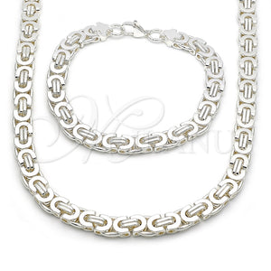 Stainless Steel Necklace and Bracelet, Polished, Silver Finish, 06.116.0057.3