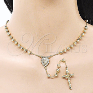 Gold Filled Jewelry — Medium Rosary Guadalupe and Crucifix Design with White — alternate product view — SKU 160158 | Oro Laminado joyería — Medium Rosary Guadalupe and Crucifix diseño with blanco — SKU 160158