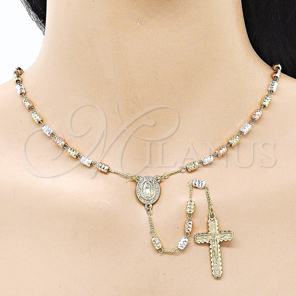 Gold Filled Jewelry — Thin Rosary Guadalupe and Crucifix Design with White — alternate product view — SKU 160161 | Oro Laminado joyería — Thin Rosary Guadalupe and Crucifix diseño with blanco — SKU 160161