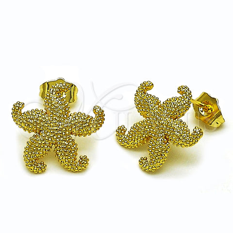 Oro Laminado Stud Earring, Gold Filled Style Star Design, Polished, Golden Finish, 02.156.0716