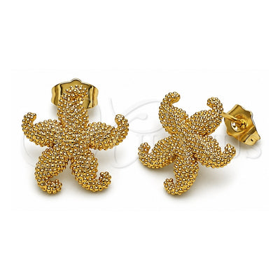 Oro Laminado Stud Earring, Gold Filled Style Star Design, Polished, Golden Finish, 02.156.0716