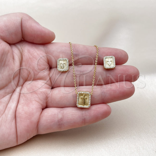 Gold Filled Ring — Earring and Pendant Adult Set Cross Design with — alternate product view — SKU 160185 | Oro Laminado anillo — Earring and Pendant Adult Set cruz diseño with — SKU 160185