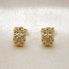 Oro Laminado Stud Earring, Gold Filled Style Pineapple Design, with White Cubic Zirconia, Polished, Golden Finish, 02.156.0720