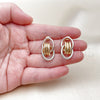 Oro Laminado Stud Earring, Gold Filled Style Hollow Design, Polished, Tricolor, 02.196.0152.1
