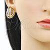 Oro Laminado Stud Earring, Gold Filled Style Love Knot and Hollow Design, Polished, Tricolor, 02.196.0128.1