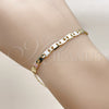 Oro Laminado Basic Bracelet, Gold Filled Style Mariner Design, Polished, Tricolor, 03.213.0351.08 (04 MM Thickness, 8 Inches Length)
