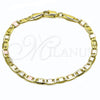 Oro Laminado Basic Bracelet, Gold Filled Style Mariner Design, Polished, Tricolor, 03.213.0351.08 (04 MM Thickness, 8 Inches Length)
