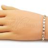 Oro Laminado Basic Bracelet, Gold Filled Style Mariner Design, Diamond Cutting Finish, Tricolor, 03.213.0352.08 (Thickness, 8 Inches Length)