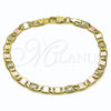 Oro Laminado Basic Bracelet, Gold Filled Style Mariner Design, Diamond Cutting Finish, Tricolor, 03.213.0352.08 (Thickness, 8 Inches Length)