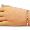 Oro Laminado Basic Bracelet, Gold Filled Style Mariner Design, Diamond Cutting Finish, Tricolor, 03.213.0353.07 (Thickness, 8 Inches Length)