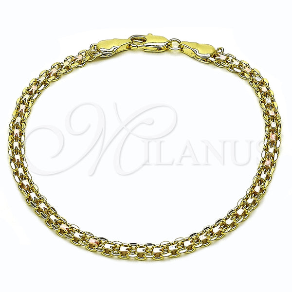 Oro Laminado Basic Bracelet, Gold Filled Style Bismark Design, Polished, Tricolor, 04.213.0263.1.07