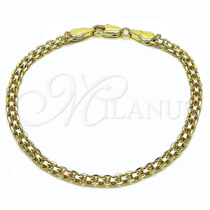 Gold Filled Bracelet — Basic Bracelet Bismark Design Polished Tricolor 04. Thickness — main product view — SKU 160205 | Oro Laminado brazalete — básico Bracelet Bismark diseño pulido Tricolor 04. Thickness — SKU 160205