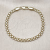Oro Laminado Basic Bracelet, Gold Filled Style Bismark Design, Polished, Tricolor, 03.213.0354.07 (05 MM Thickness, 8 Inches Length)
