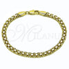Oro Laminado Basic Bracelet, Gold Filled Style Bismark Design, Polished, Tricolor, 03.213.0354.07 (05 MM Thickness, 8 Inches Length)