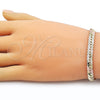 Oro Laminado Basic Bracelet, Gold Filled Style Curb Design, Polished, Tricolor, 03.213.0355.07 (Thickness, 8 Inches Length)
