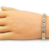 Oro Laminado Tennis Bracelet, Gold Filled Style Heart Design, Diamond Cutting Finish, Golden Finish, 03.213.0357.07 (08 MM Thickness, 7 Inches Length)