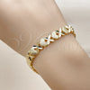 Oro Laminado Tennis Bracelet, Gold Filled Style Heart Design, Diamond Cutting Finish, Golden Finish, 03.213.0357.07 (08 MM Thickness, 7 Inches Length)