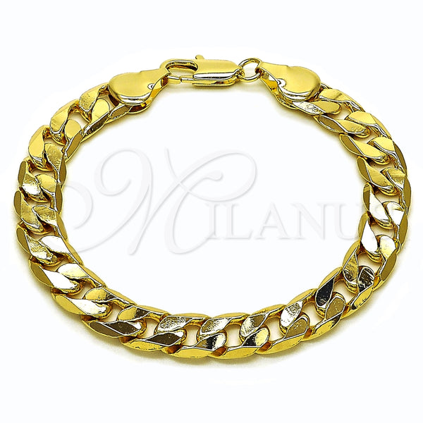 Oro Laminado Basic Bracelet, Gold Filled Style Curb Design, Polished, Golden Finish, 04.213.0299.08