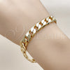 Oro Laminado Basic Bracelet, Gold Filled Style Curb Design, Polished, Golden Finish, 04.213.0299.08 (Thickness, 8 Inches Length)