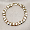 Oro Laminado Basic Bracelet, Gold Filled Style Curb Design, Polished, Golden Finish, 04.213.0299.08 (Thickness, 8 Inches Length)