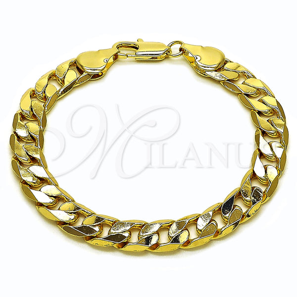 Oro Laminado Basic Bracelet, Gold Filled Style Curb Design, Polished, Golden Finish, 04.213.0299.08 (Thickness, 8 Inches Length)