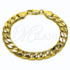 Oro Laminado Basic Bracelet, Gold Filled Style Curb Design, Polished, Golden Finish, 04.213.0299.08 (Thickness, 8 Inches Length)