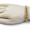 Stainless Steel Basic Bracelet, Miami Cuban Design, Polished, Golden Finish, 03.435.0001.09