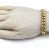 Stainless Steel Basic Bracelet, Miami Cuban Design, Polished, Golden Finish, 03.435.0001.09 (Thickness, 9 Inches Length)