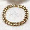 Stainless Steel Basic Bracelet, Miami Cuban Design, Polished, Golden Finish, 03.435.0001.09 (Thickness, 9 Inches Length)