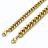 Stainless Steel Basic Bracelet, Miami Cuban Design, Polished, Golden Finish, 03.435.0001.09 (Thickness, 9 Inches Length)