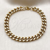 Stainless Steel Basic Bracelet, Miami Cuban Design, Polished, Golden Finish, 03.435.0002.09