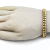 Stainless Steel Basic Bracelet, Miami Cuban Design, Polished, Golden Finish, 03.435.0002.09 (08 MM Thickness, 9 Inches Length)