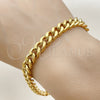 Stainless Steel Basic Bracelet, Miami Cuban Design, Polished, Golden Finish, 03.435.0002.09 — alternate product view — SKU 160214 | Acero inoxidable básico Bracelet, Miami Cuban diseño, pulido, acabado dorado, 03.435.0002.09 — vista alternativa — SKU 160214