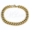 Stainless Steel Basic Bracelet, Miami Cuban Design, Polished, Golden Finish, 03.435.0002.09 — alternate product view — SKU 160214 | Acero inoxidable básico Bracelet, Miami Cuban diseño, pulido, acabado dorado, 03.435.0002.09 — vista alternativa — SKU 160214