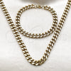 Stainless Steel Necklace and Bracelet, Miami Cuban Design, Polished, Golden Finish, 06.435.0001