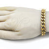 Stainless Steel Basic Bracelet, Miami Cuban Design, Polished, Golden Finish, 03.435.0003.09 (Thickness, 9 Inches Length)