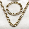 Stainless Steel Necklace and Bracelet, Miami Cuban Design, Polished, Golden Finish, 06.435.0002