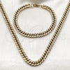 Stainless Steel Necklace and Bracelet, Miami Cuban Design, Polished, Golden Finish, 06.278.0016.1