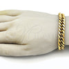 Stainless Steel Basic Bracelet, Miami Cuban Design, Polished, Golden Finish, 03.278.0023.1.09 (Thickness, 9 Inches Length)