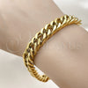 Stainless Steel Basic Bracelet, Miami Cuban Design, Polished, Golden Finish, 03.278.0023.1.09 — alternate product view — SKU 160219 | Acero inoxidable básico Bracelet, Miami Cuban diseño, pulido, acabado dorado, 03.278.0023.1.09 — vista alternativa — SKU 160219