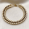 Stainless Steel Basic Bracelet, Miami Cuban Design, Polished, Golden Finish, 03.278.0023.1.09 — alternate product view — SKU 160219 | Acero inoxidable básico Bracelet, Miami Cuban diseño, pulido, acabado dorado, 03.278.0023.1.09 — vista alternativa — SKU 160219