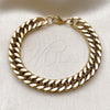 Stainless Steel Basic Bracelet, Miami Cuban Design, Polished, Golden Finish, 03.278.0023.1.09 (Thickness, 9 Inches Length)