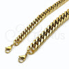 Stainless Steel Basic Bracelet, Miami Cuban Design, Polished, Golden Finish, 03.278.0023.1.09 (Thickness, 9 Inches Length)