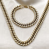Stainless Steel Necklace and Bracelet, Miami Cuban Design, Polished, Golden Finish, 06.435.0003