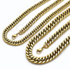 Stainless Steel Necklace and Bracelet, Miami Cuban Design, Polished, Golden Finish, 06.435.0003