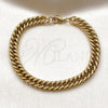 Stainless Steel Basic Bracelet, Miami Cuban Design, Polished, Golden Finish, 03.435.0004.09