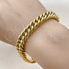Stainless Steel Basic Bracelet, Miami Cuban Design, Polished, Golden Finish, 03.278.0019.1.09