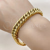 Stainless Steel Basic Bracelet, Miami Cuban Design, Polished, Golden Finish, 03.278.0019.1.09 (Thickness, 9 Inches Length)