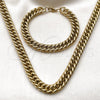 Stainless Steel Necklace and Bracelet, Miami Cuban Design, Polished, Golden Finish, 06.278.0014.1