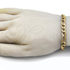 Stainless Steel Basic Bracelet, Figaro Design, Polished, Golden Finish, 03.256.0014.09 (Thickness, 9 Inches Length)